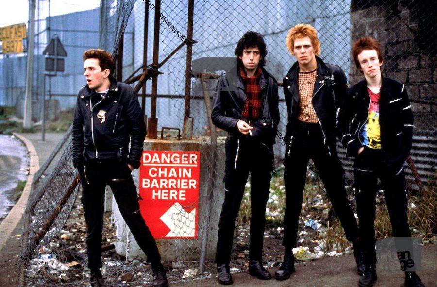 The Clash Mick Jones, Joe Strummer, Paul Simonon and Topper Headon photographed in Belfast, Northern Ireland 1977
