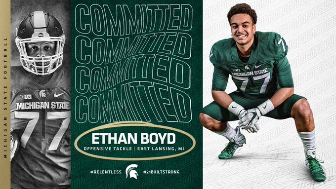 East Lansing offensive linemen Ethan Boyd announced his commitment via Twitter. (Credit: Ethan Boyd / Twitter)