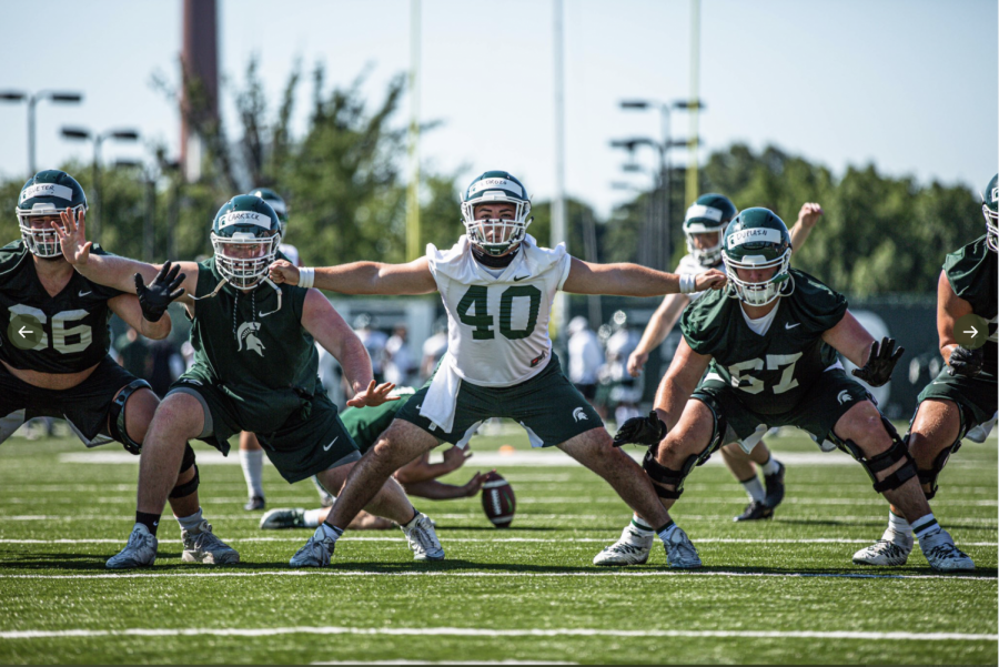 Jude Pedrozo during practice/Photo Credit: 
MSU Athletic Communications