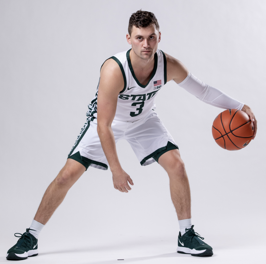 Foster Loyer poses for the media/ Photo Credit: MSU Athletic Communications