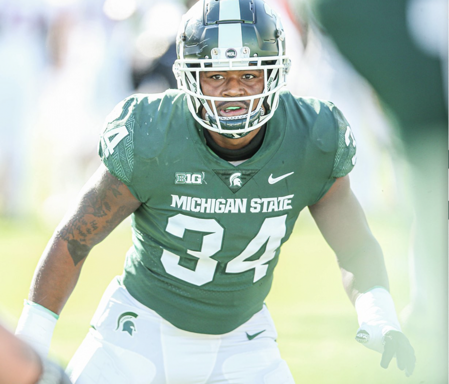 Antjuan Simmons competing against Rutgers/ Photo Credit: MSU Athletic Communications
