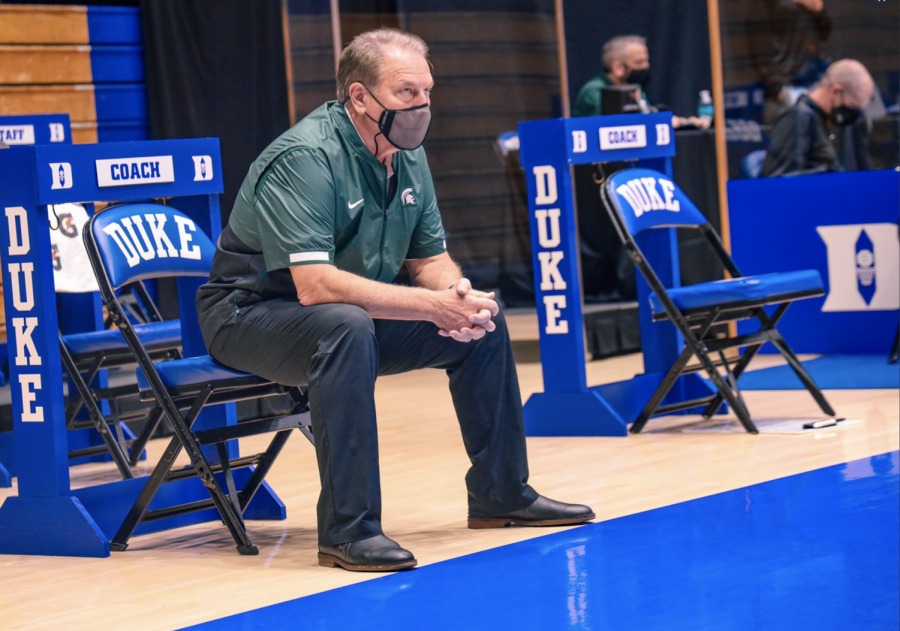 Tom Izzo watches his team square off against Duke/Photo: MSU Athletic Communications