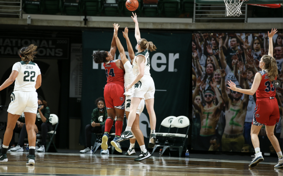 Julia+Ayrault+skies+for+a+rebound+against+Detroit+Mercy%2F+Photo+Credit%3A+MSU+Athletic+Communications