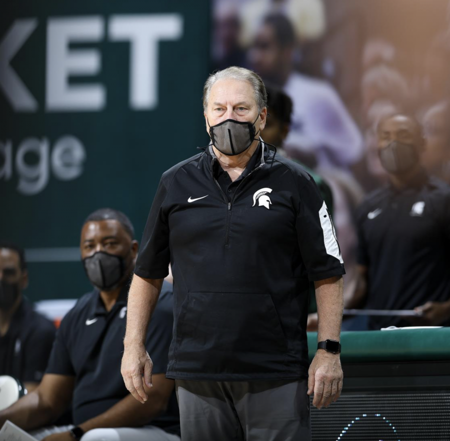 Tom Izzo observes his team during a game/Photo Credit: MSU Athletic Communications

