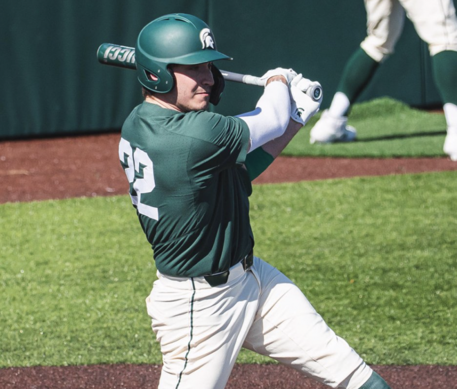 MSU infielder Bailey Peterson swings during a game/ Photo Credit: MSU Athletic Communications