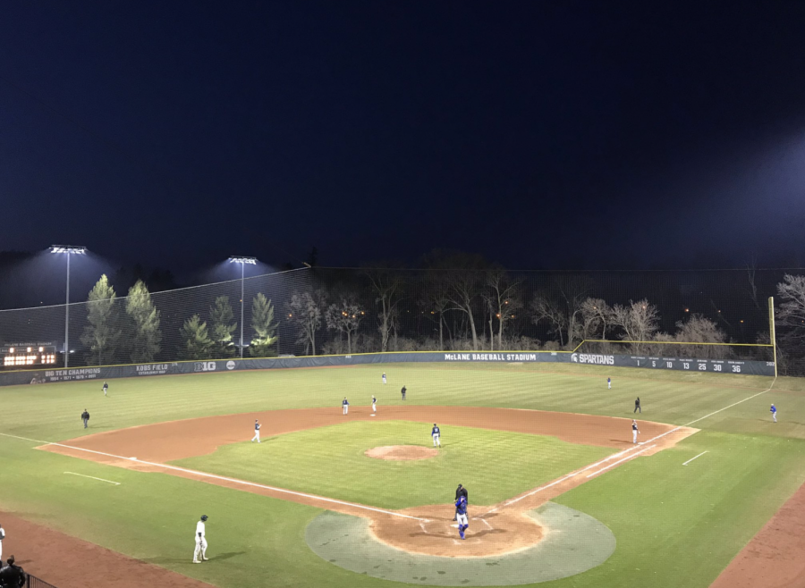McLane Baseball Stadium at night/ Photo Credit: Luke Sloan/WDBM
