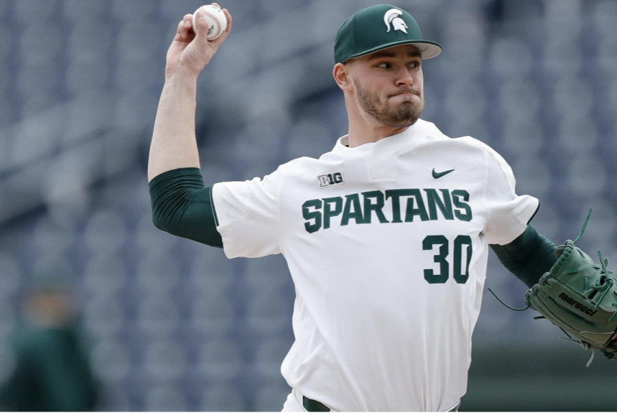 MSU pitcher Mason Erla delivers a pitch during a game/Photo Credit: Jeremy Fleming/ MSU Athletic Communications






