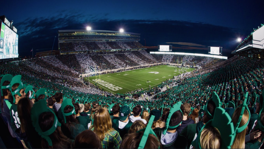 A full Spartan Stadium at night/ Photo Credit: MSU Athletic Communications 


