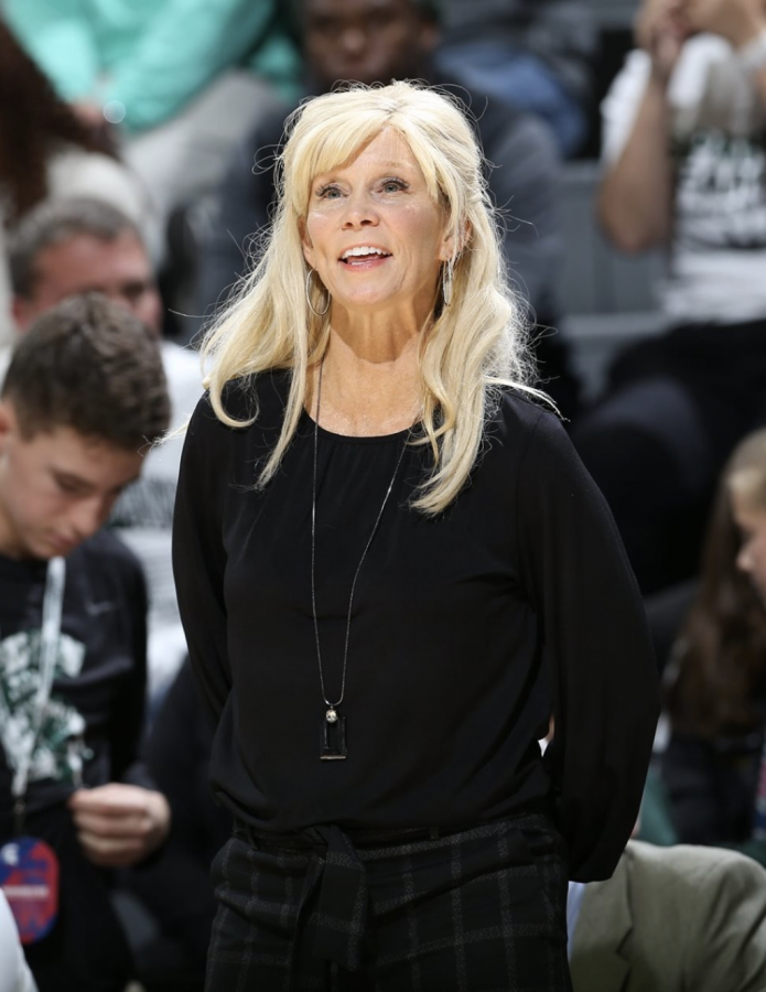 MSU head coach Suzy Merchant smiles during a home contest/ Photo Credit: MSU Athletic Communications 