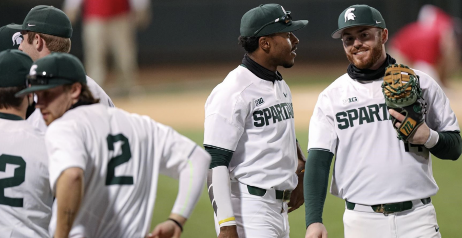MSU outfielder Zaid Walker, infielder Dillon Kark (2) and others/ Photo Credit: MSU Athletic Communications 
