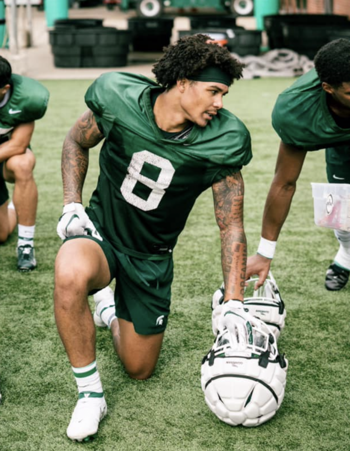 MSU wide receiver Jalen Nailor during 2021 fall practice/ Photo Credit: MSU Athletic Communications 