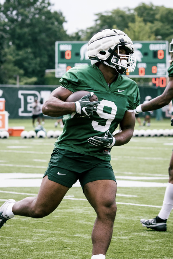 MSU running back Kenneth Walker during fall practice/ Photo Credit: MSU Athletic Communications 