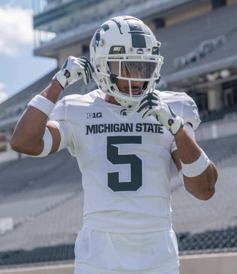 MSU four-star 2022 commit Dillon Tatum during his visit to East Lansing on April 24/ Photo Credit: MSU Athletic Communications 