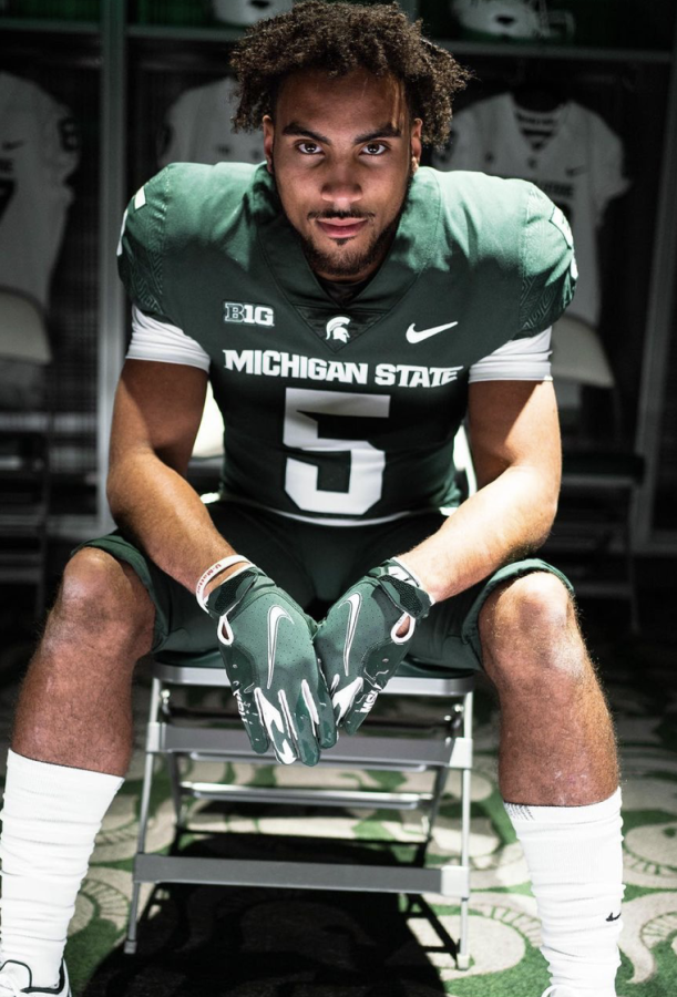MSU four-star 2022 commit Dillon Tatum during his official visit to East Lansing on Dec. 11/ Photo Credit: MSU Athletic Communications 
