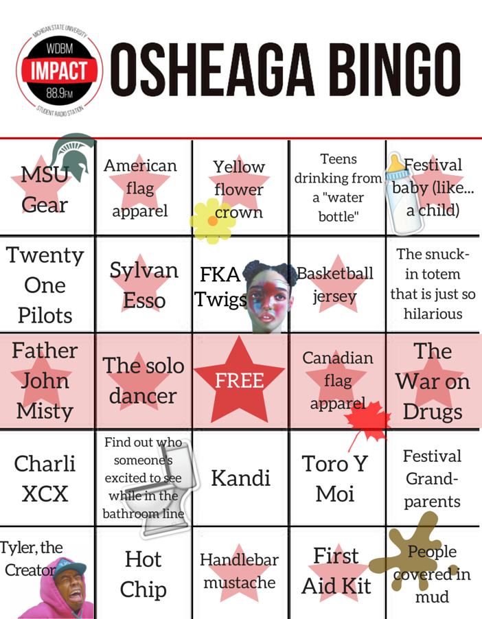 Osheaga Bingo