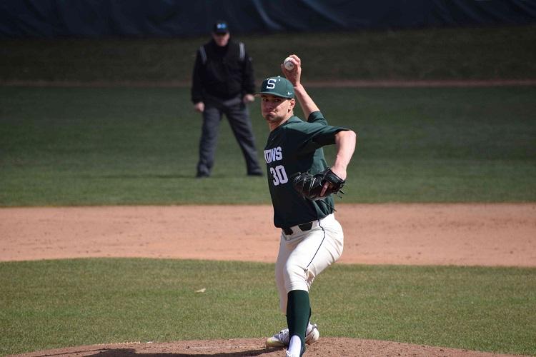 MSU pitcher Mason Erla delivers a pitch/Photo Credit: WDBM