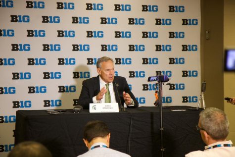 Mark Dantonio at 2019 Big Ten Media Days. (Credit: Trent Balley / WDBM)