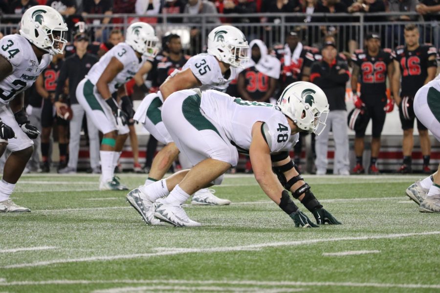 Kenny Willekes lines up against Ohio State during the regular season. Credit: Alex McRae / WDBM