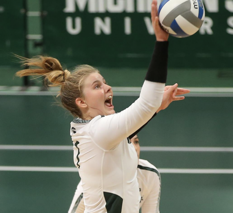 MSU+outside+hitter+Sarah+Franklin%2F+Photo+Credit%3A+MSU+Athletic+Communications%0A%0A