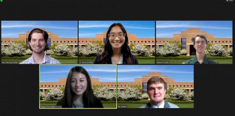 Screenshot of Zoom panels of headshots of Alec Bailey, Anna Graffeo and Robert Gustke on the first line. Second line has Megan Phanrisvong and Nic Weller. 