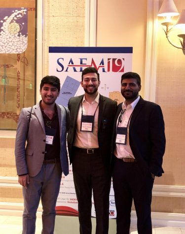 Danyoul Yamin, Tejeshwar Bawa, and Sukhwindar Ajimal presenting their resesrch at SAEM 