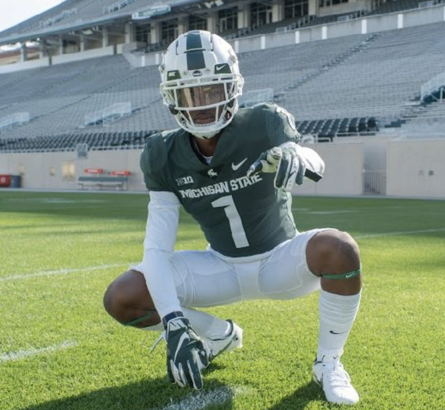 2022 MSU football commit Shannon Blair during his official visit to East Lansing/ Photo Credit: MSU Athletic Communications 
