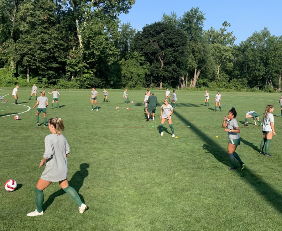 MSU womens soccer head coach Jeff Hosler supervises fall practice/ Photo Credit: MSU Athletic Communications 