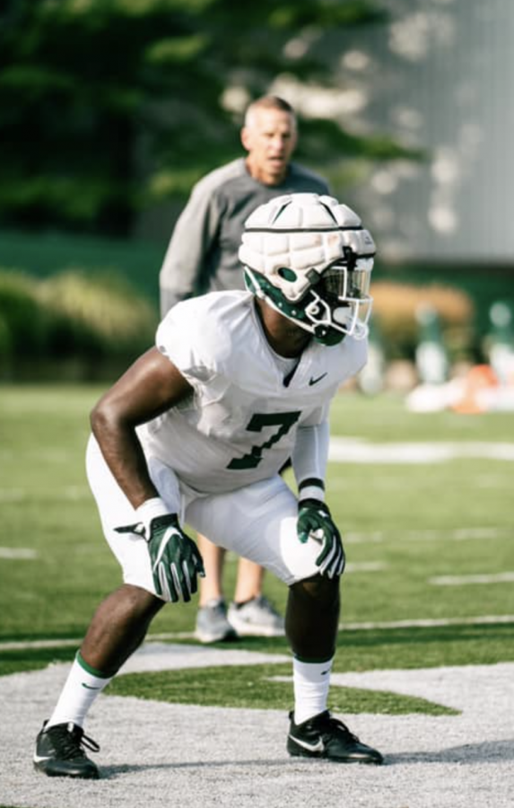 MSU safety/cornerback Michael Dowell during 2021 fall practice/ Photo Credit: MSU Athletic Communications 