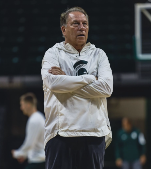 MSU head coach Tom Izzo watches his team warm up in 2020/ Photo Credit: MSU Athletic Communications