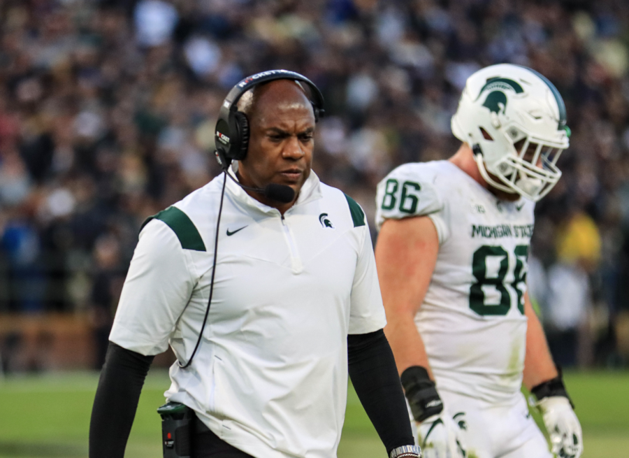 MSU head coach Mel Tucker in the Spartans matchup with Purdue on Nov. 6, 2021/ Photo Credit: Sarah Smith/WDBM