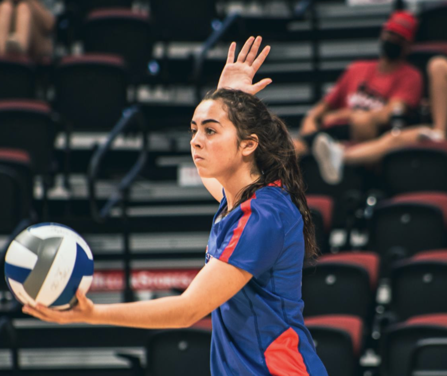 MSU+defensive+specialist%2Flibero+Avery+Horejsi+prepares+to+serve+the+ball+during+her+time+at+DePaul%2FPhoto+Credit%3A+MSU+Athletic+Communications