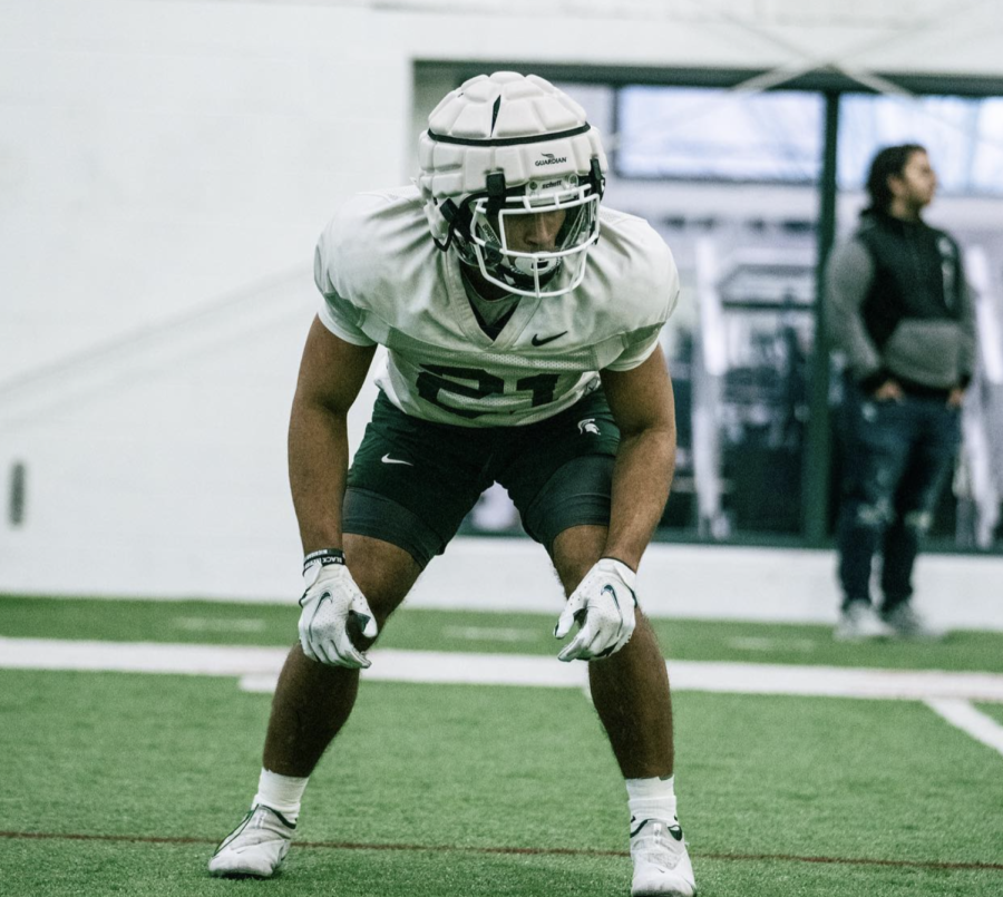 MSU defensive back Dillon Tatum during a 2022 spring practice session/ Photo Credit: MSU Athletic Communications 