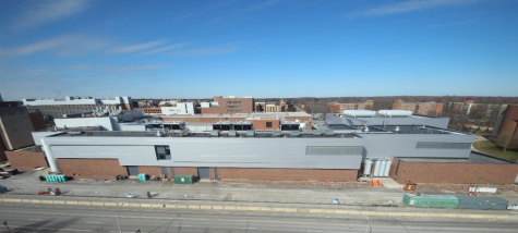 Photo of the Facility for Rare Isotope Beams from the sky as seen from the Wilson Rd side.