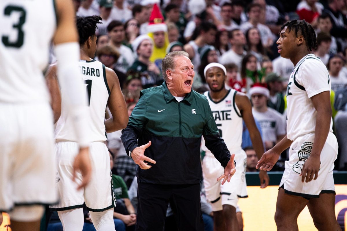 MSU Head Coach Tom Izzo coaches his Spartans against Wisconsin on Tuesday, December 5, 2023 at the Breslin Center.