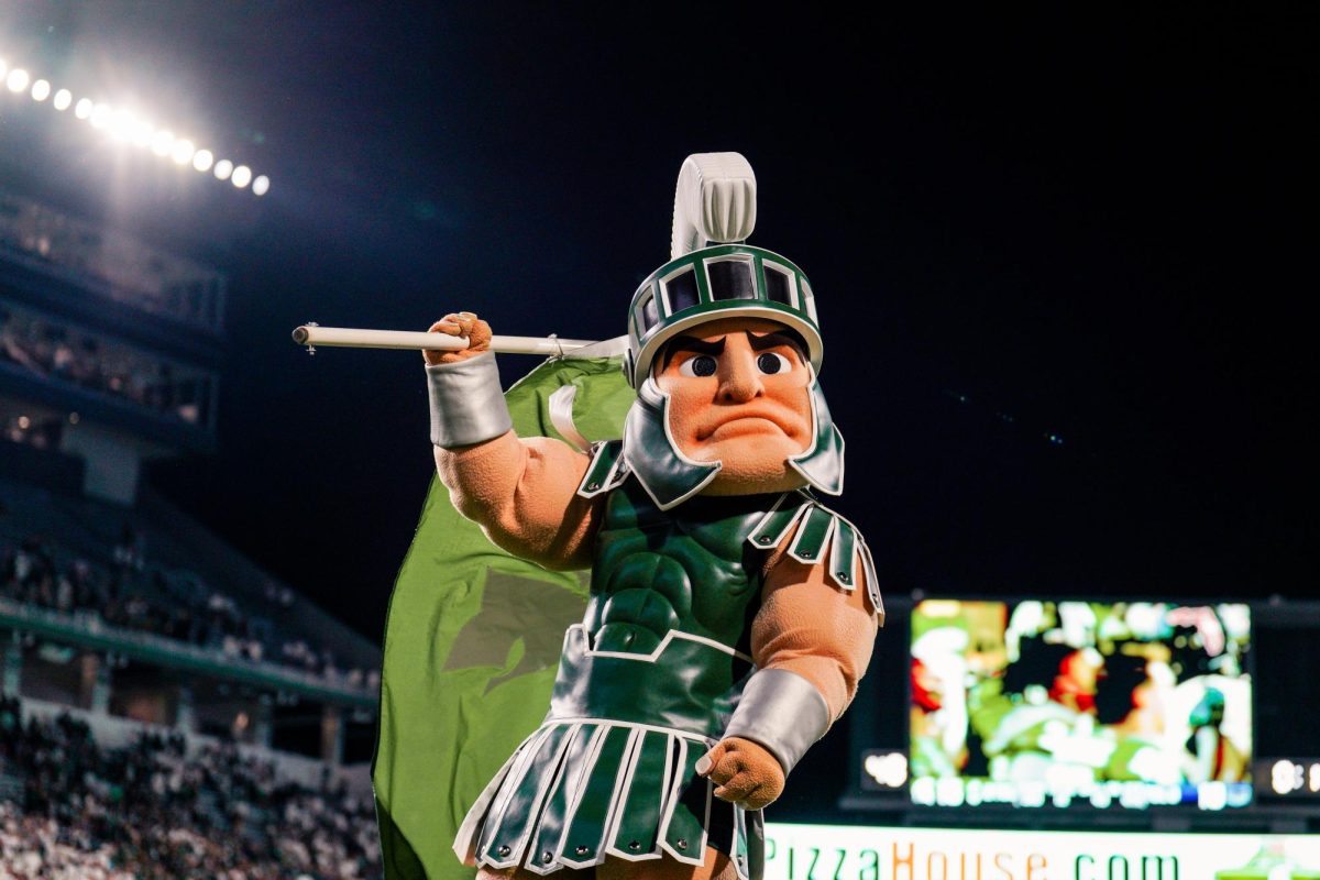 Michigan State mascot, Sparty, takes the field during the Spartans contest versus FAU