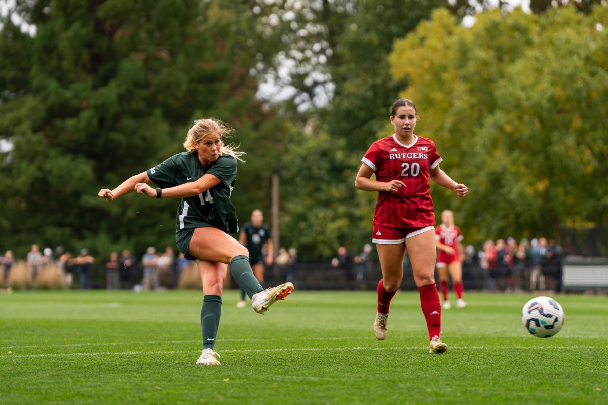 MSU forward Mackenzie Anthony slots the go-ahead goal in MSU's matchup versus Rutgers. (Sept. 29, 2024)