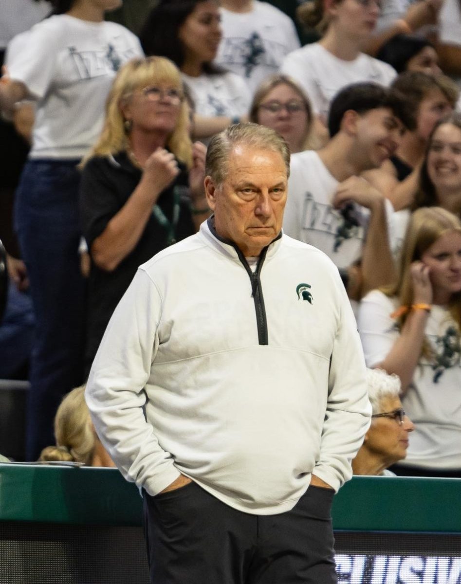 MSU men's basketball head coach Tom Izzo watches the Spartans compete in exhibition versus Ferris State (East Lansing, Oct. 29 2024)