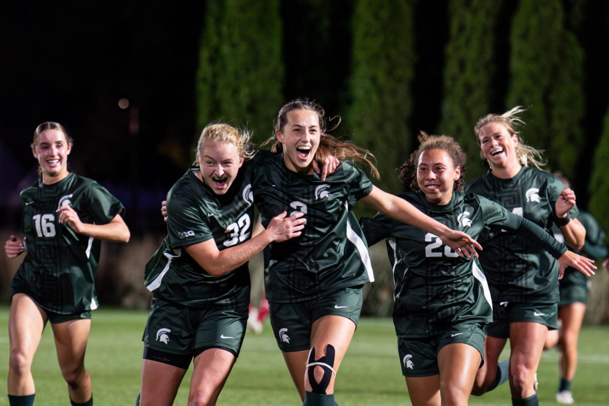 Sofia Beerworth scores her first ever goal as a Spartan in MSU's victory over Wisconsin (East Lansing, Oct. 17, 2024).