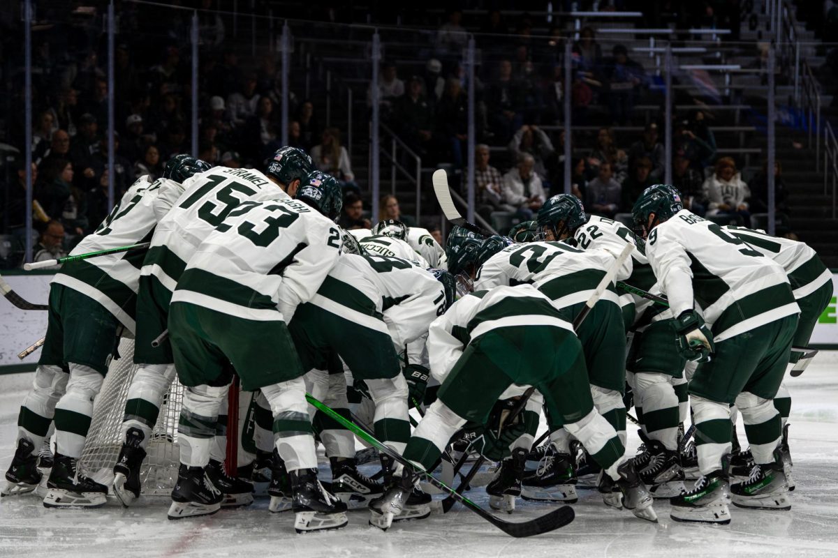 Michigan State hockey team rallying in the Big Ten play Opener. (East Lansing, Nov. 8, 2024)