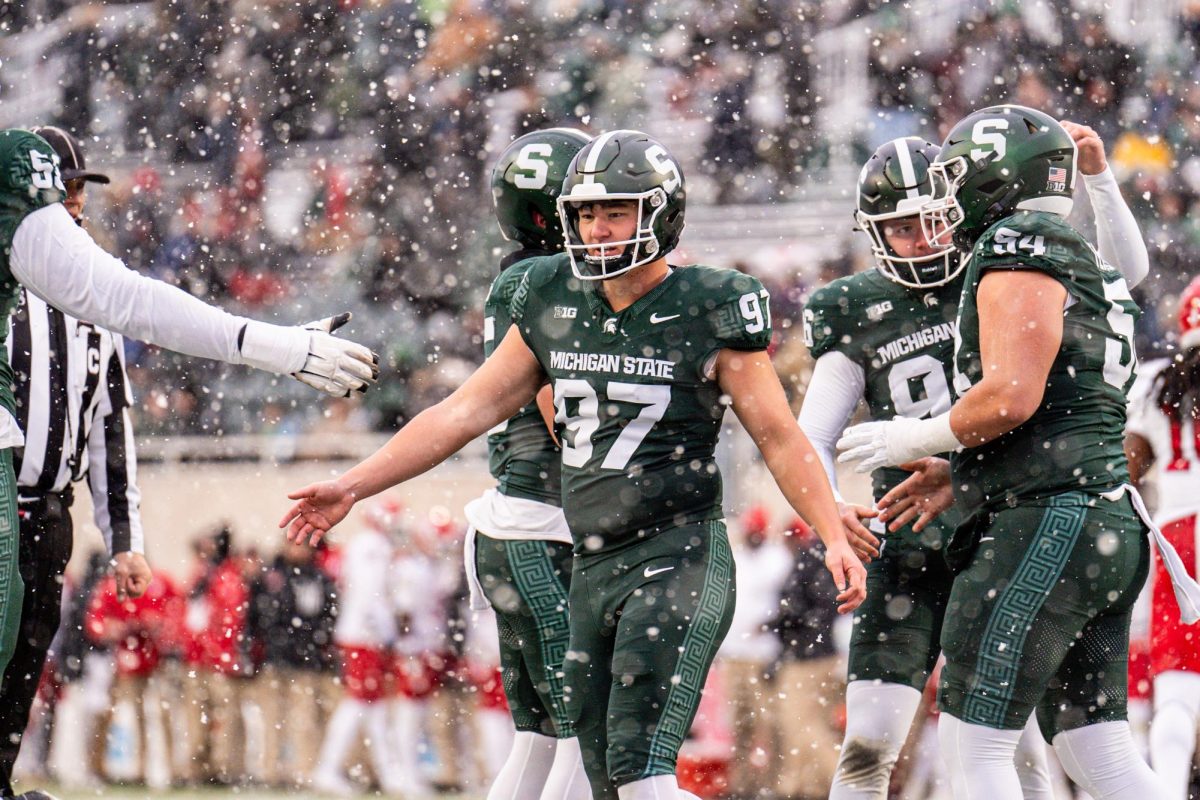 MSU graduate kicker Jonathan Kim competes in his last game as a Spartan (East Lansing, Nov. 30, 2024).