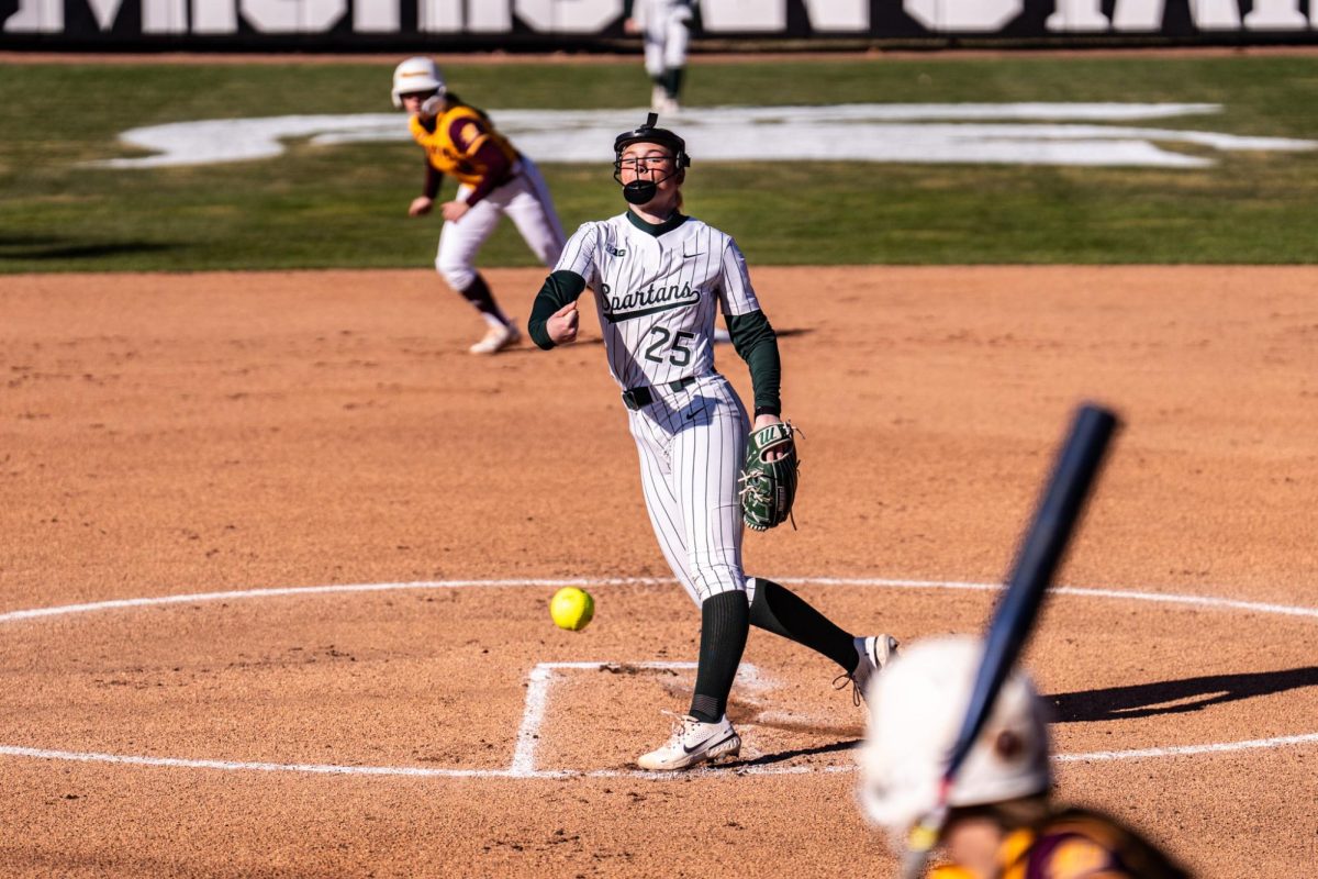 Jacey Schuler in the circle against Central Michigan. (East Lansing, March 26, 2025). 